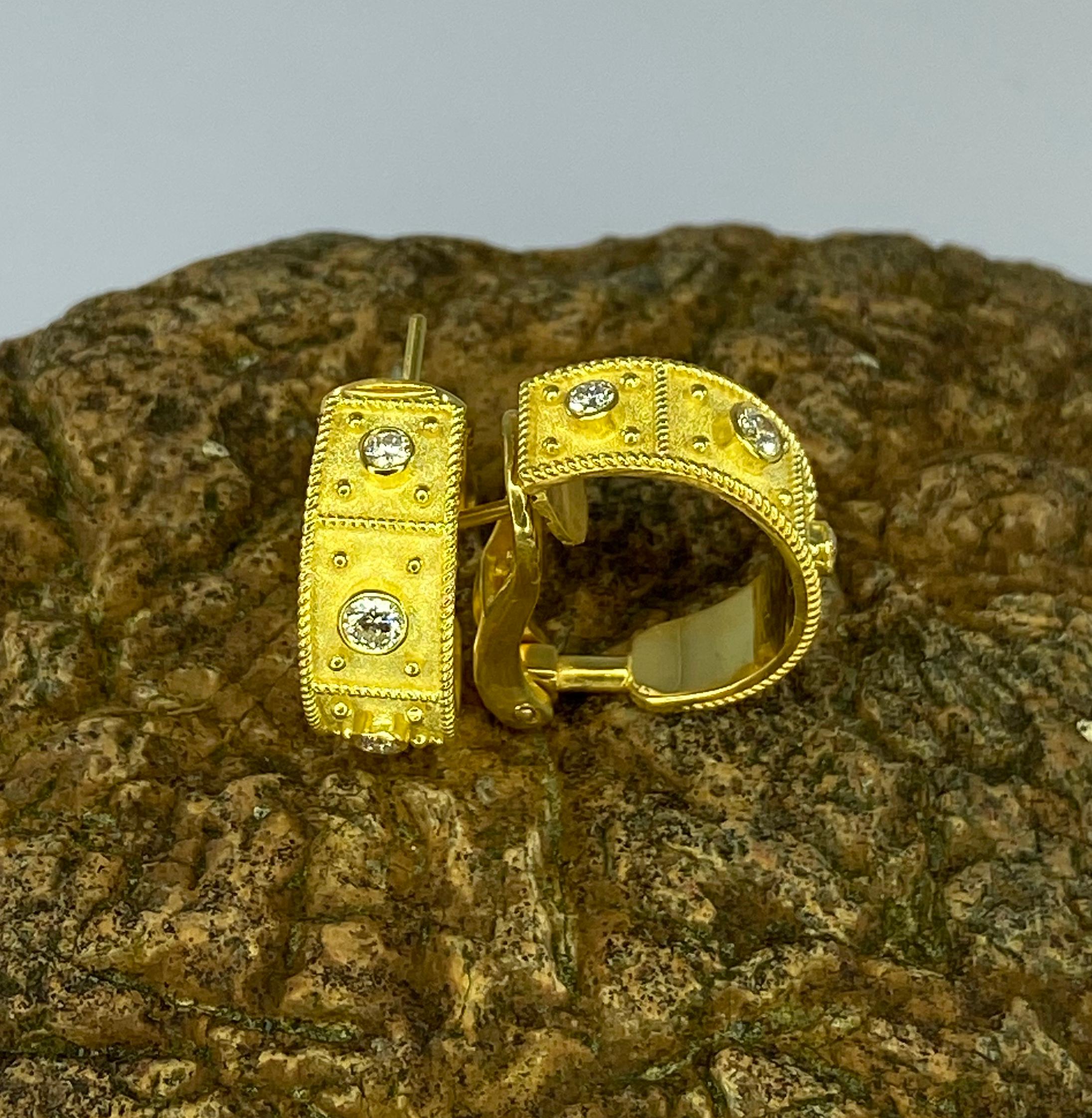 Créoles à clips byzantines en or 18 carats et diamants, collection Georgios en vente 6