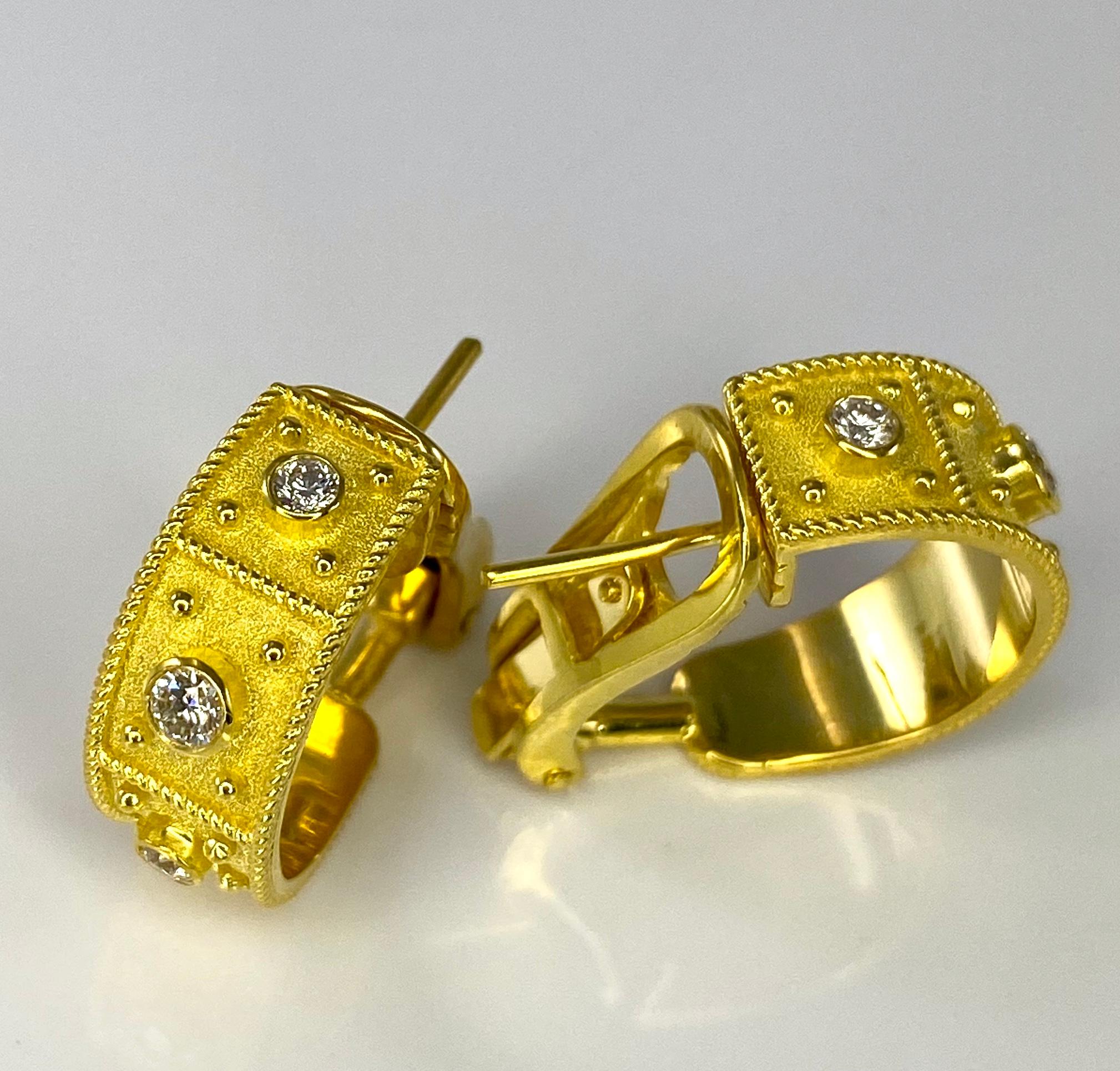 Créoles à clips byzantines en or 18 carats et diamants, collection Georgios en vente 10