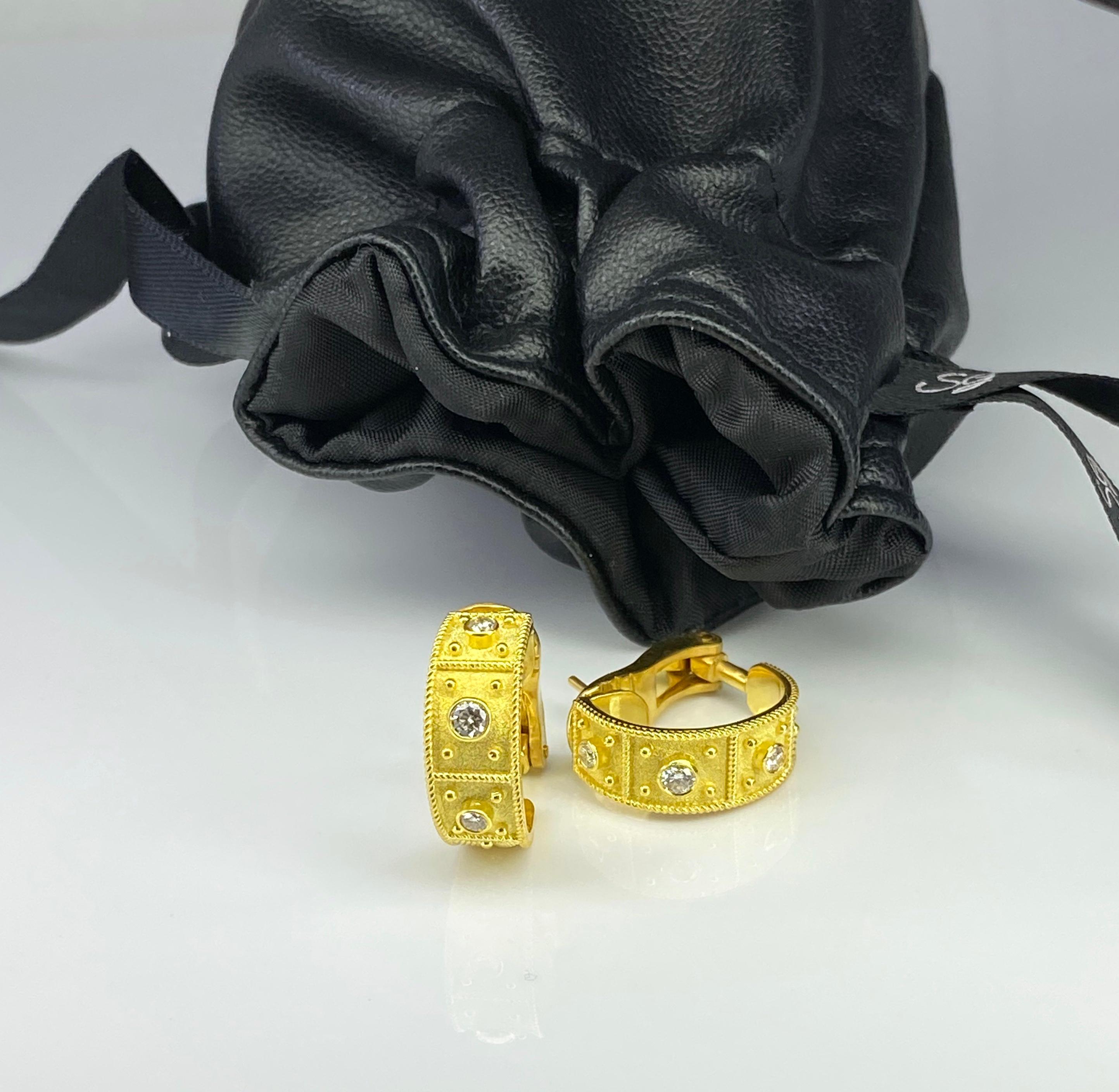 Créoles à clips byzantines en or 18 carats et diamants, collection Georgios en vente 11