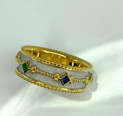 Georgios Collections 18 Karat Gold Byzantine Ring with Ruby Sapphire Emerald