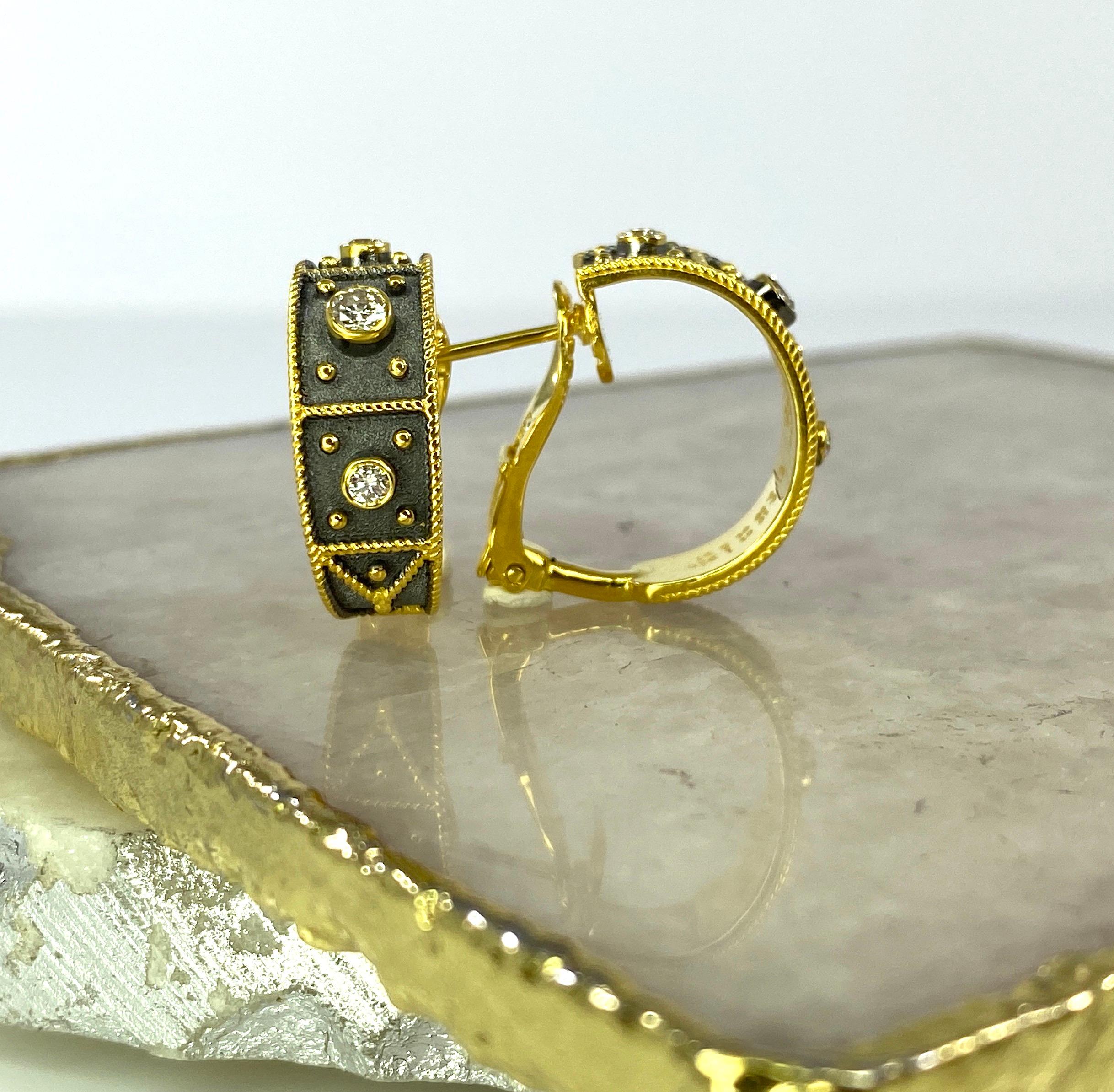 Georgios Kollektionen 18 Karat Gold Clip-Ohrringe mit Diamanten und Rhodium im Angebot 5