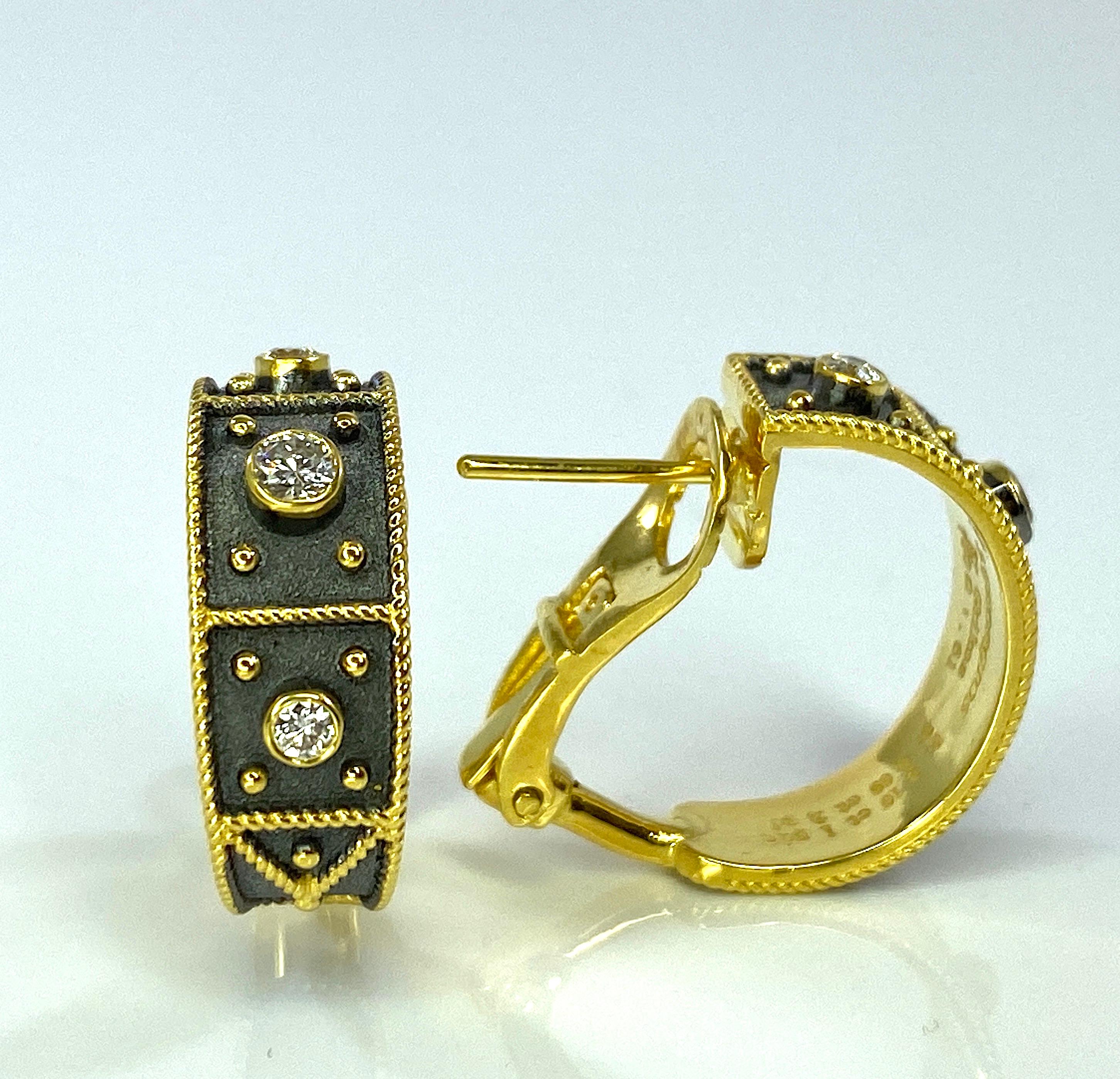 Georgios Kollektionen 18 Karat Gold Clip-Ohrringe mit Diamanten und Rhodium im Angebot 7