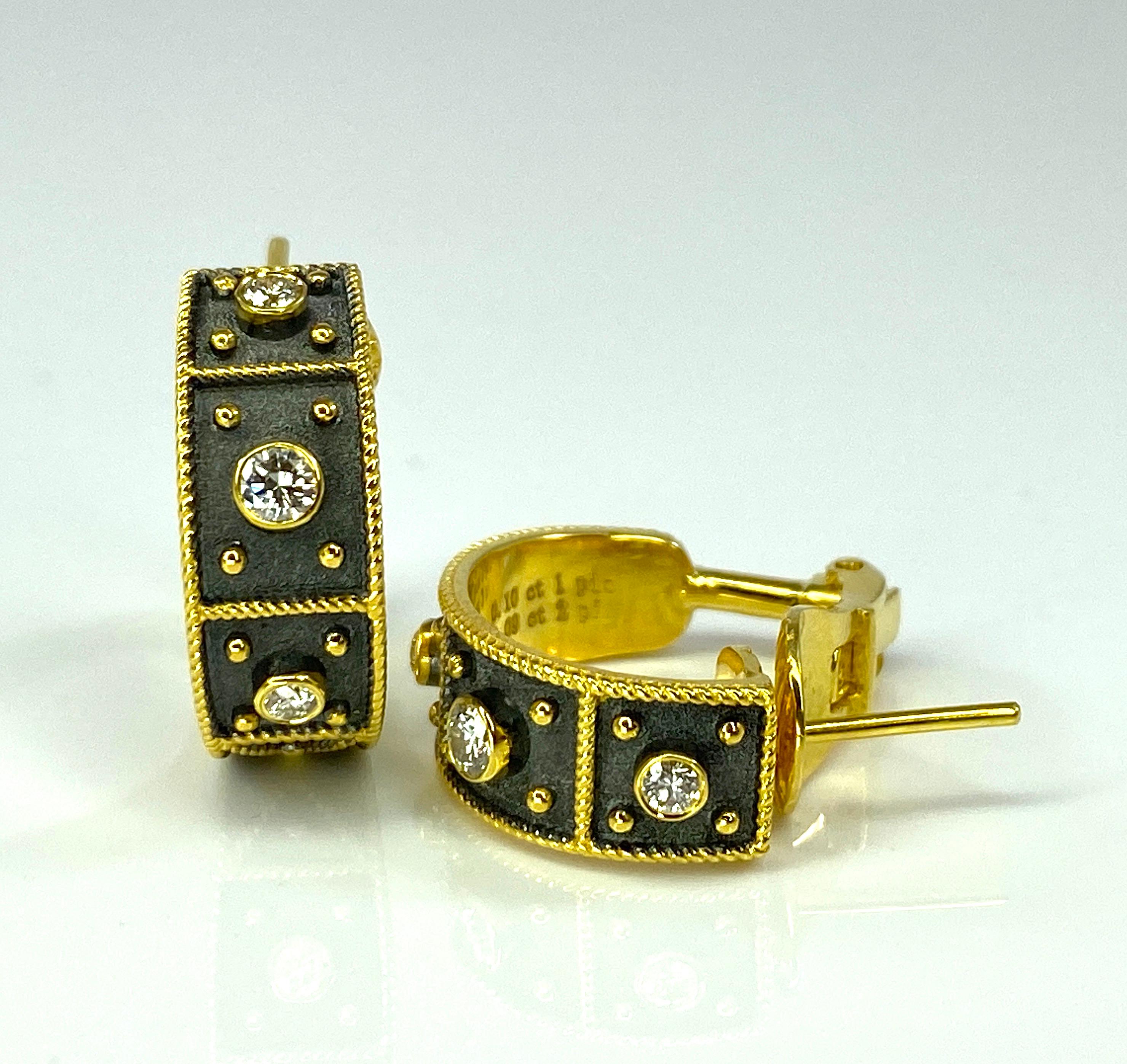 Georgios Kollektionen 18 Karat Gold Clip-Ohrringe mit Diamanten und Rhodium im Angebot 1