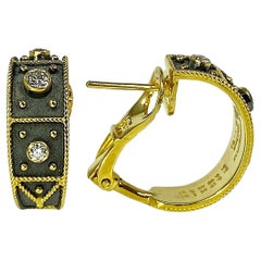 Georgios Collections Boucles d'oreilles à clips en or 18 carats avec diamants et rhodium
