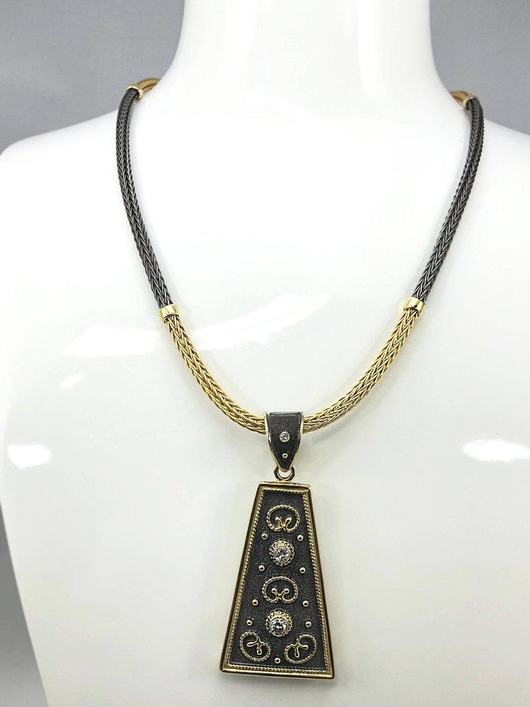 Georgios Kollektionen 18 Karat Gold Diamant und Münze Umkehrbarer Anhänger Halskette (Rundschliff) im Angebot