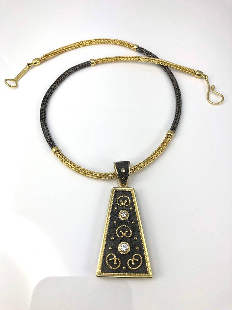 Georgios Collections 18 Karat Gold Diamond and Coin Reversable Pendant Necklace In New Condition For Sale In Astoria, NY