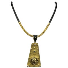 Georgios Collections 18 Karat Gold Diamond and Coin Reversable Pendant Necklace