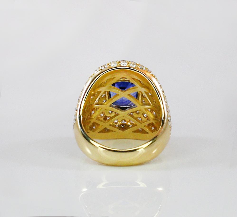 Georgios Collections 18 Karat Gold Diamond and Sapphire Wide Band Ring For Sale 2