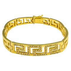 Georgios Collections Bracelet classique avec clé grecque en or 18 carats et diamants