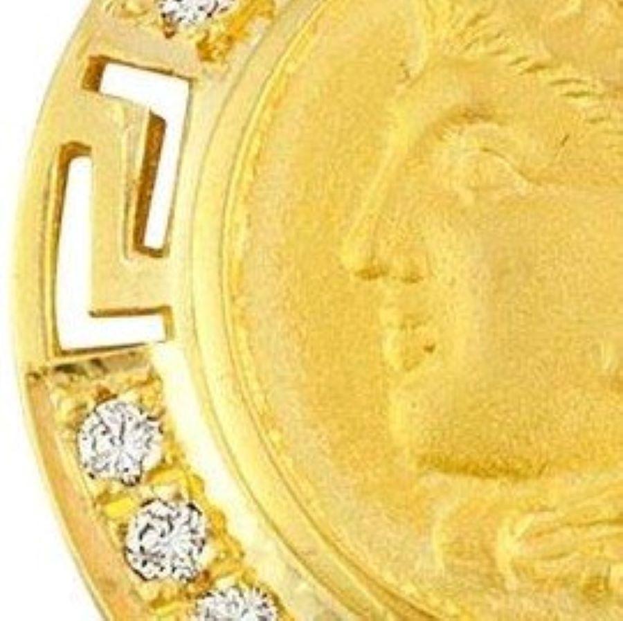 Georgios Kollektionen 18 Karat Gold Diamantmünze Griechischer Schlüsselanhänger von Alexander (Klassisch-griechisch) im Angebot