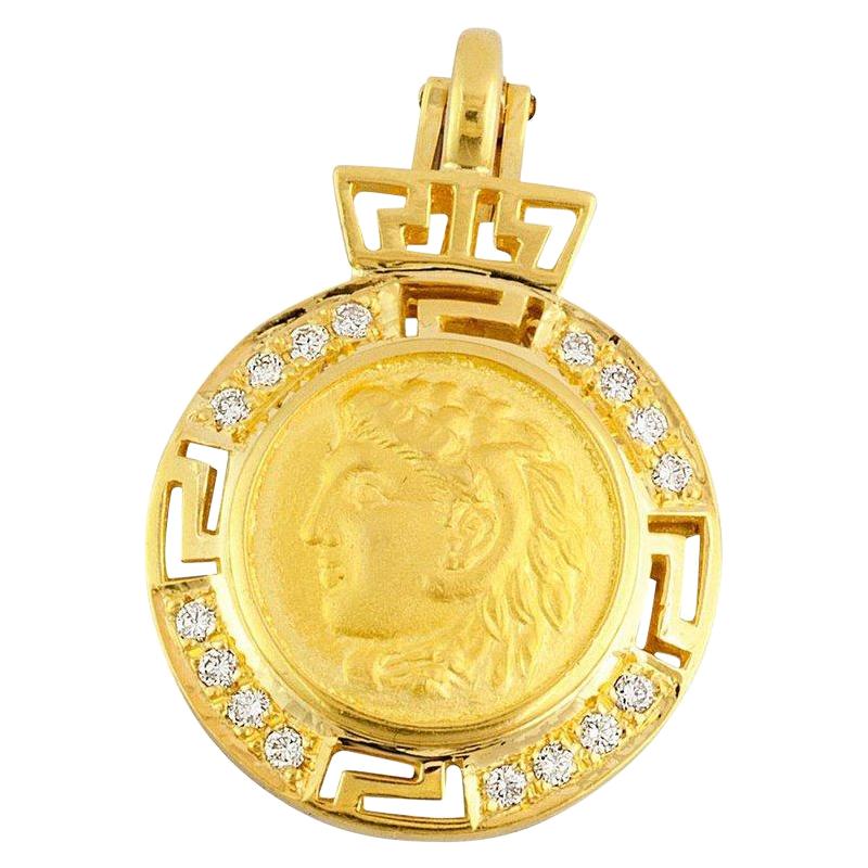 Georgios Collections Colgante Llave Griega de Alejandro en Oro de 18 Kilates con Diamantes