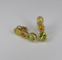 Georgios Collections 18 Karat Gold Diamant-Ohrringe mit Saphir und Peridot