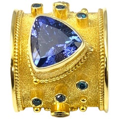 Georgios Collections 18 Karat Gold Diamond Ring with Tanzanite and Diamonds