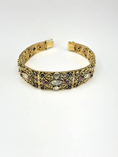 Georgios Collections 18 Karat Gold Diamond Sapphire Ruby Byzantine Bracelet