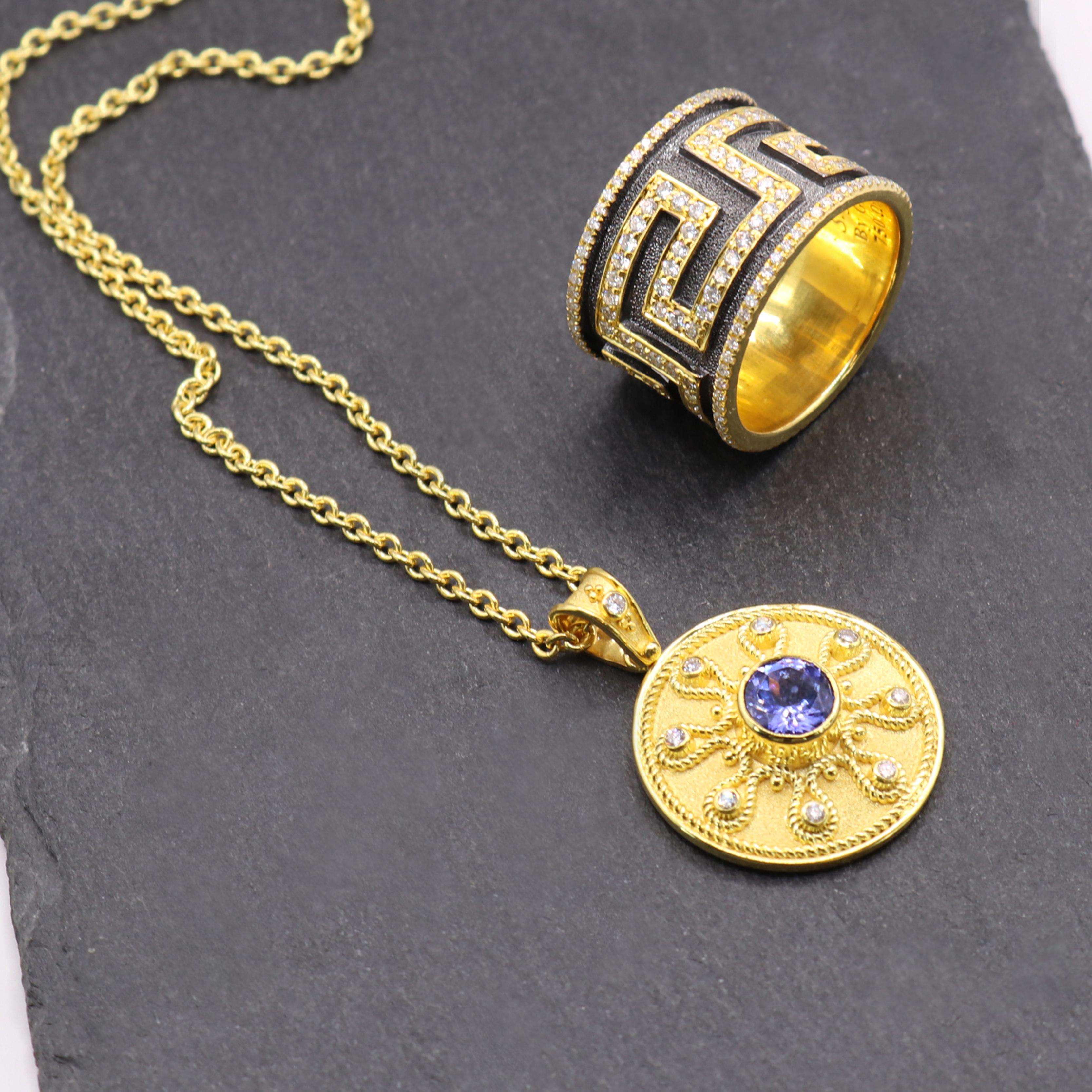 Colecciones Georgios Anillo de Diamantes Llave Griega de Oro de 18 Kilates con Rodio Negro en venta 1
