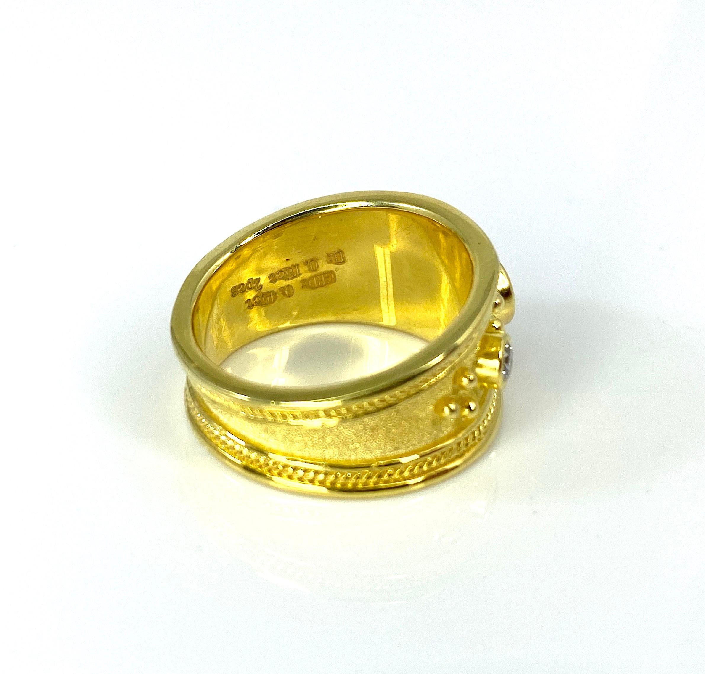 Georgios Collections Granulation-Ring aus 18 Karat Gold mit grünem und weißem Diamanten  im Zustand „Neu“ im Angebot in Astoria, NY