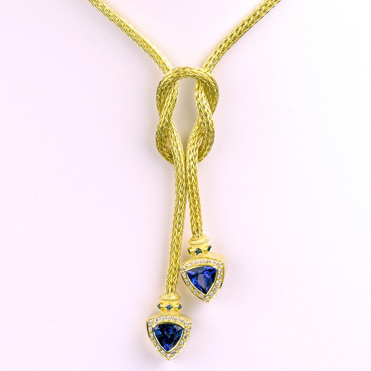 Georgios Collections - Collana in corda d'oro 18 carati lavorata a mano con tanzanite In condizioni Nuovo in vendita a Astoria, NY