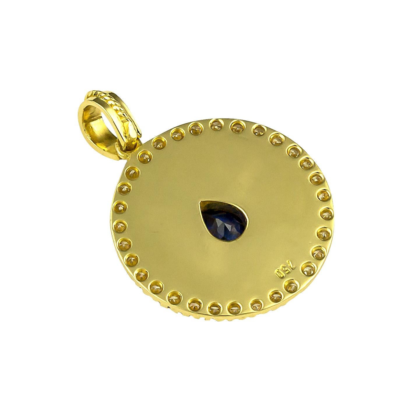 Georgios Collections 18 Karat Gold Pear Shape Sapphire Diamond Pendant Enhancer For Sale 6