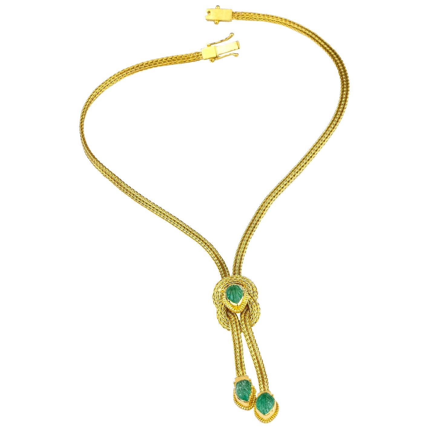Georgios Collections: 18 Karat Gold Seil-Halskette mit Smaragden und Anhänger im Zustand „Neu“ im Angebot in Astoria, NY