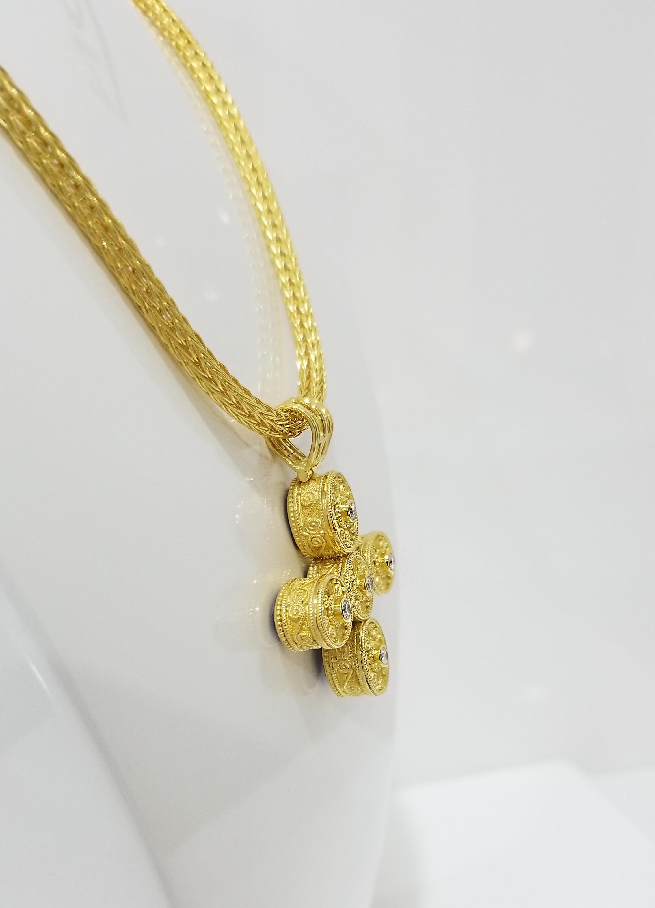Georgios Collections 18 Karat Gold Reversible Diamond Cross with Amethyst Topaz 1