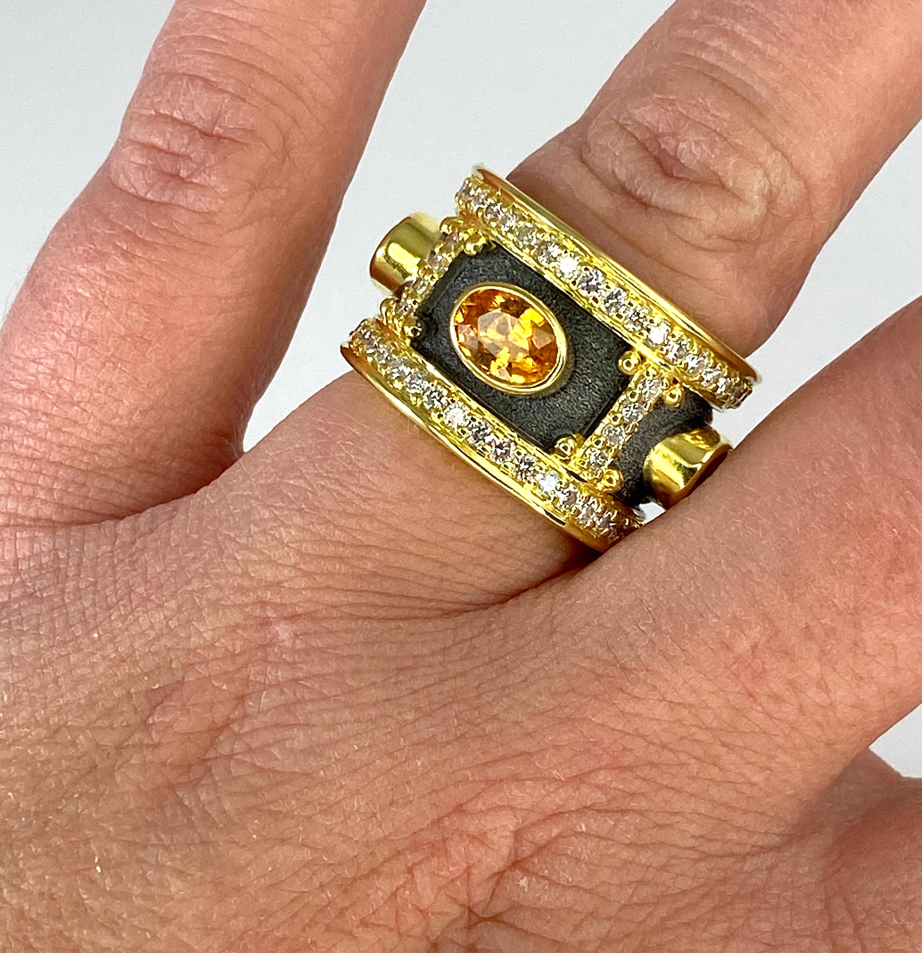 Georgios Collections Ring aus 18 Karat Gold mit gelbem Rhodium-Saphir und Diamant im Angebot 5