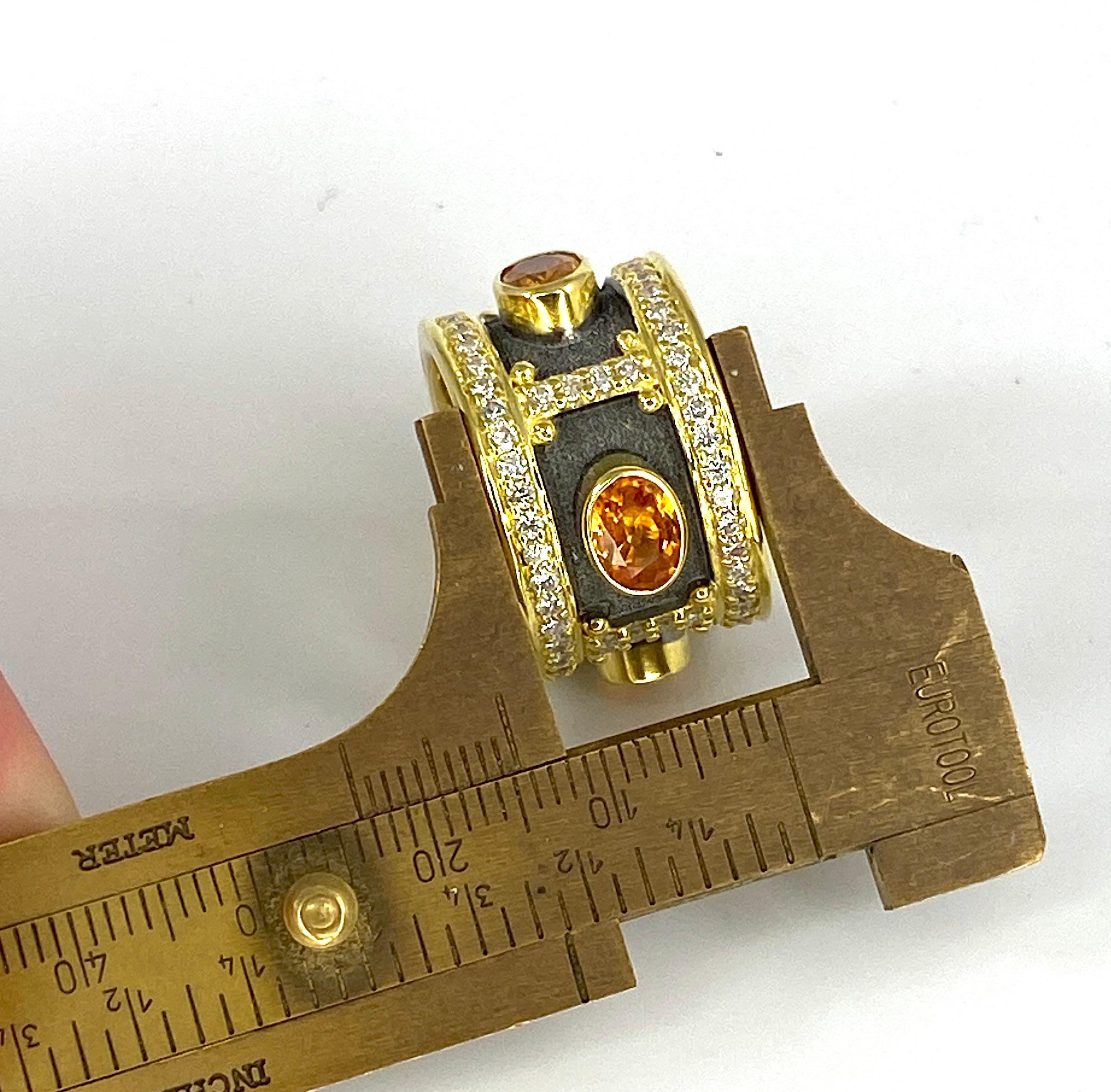 Georgios Collections Ring aus 18 Karat Gold mit gelbem Rhodium-Saphir und Diamant im Angebot 7