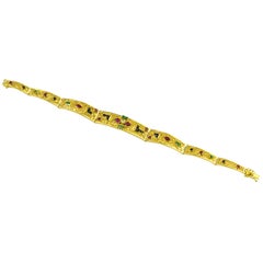 Georgios Collections Pulsera de Oro de 18 Kilates Rubí Esmeralda Zafiro y Diamantes