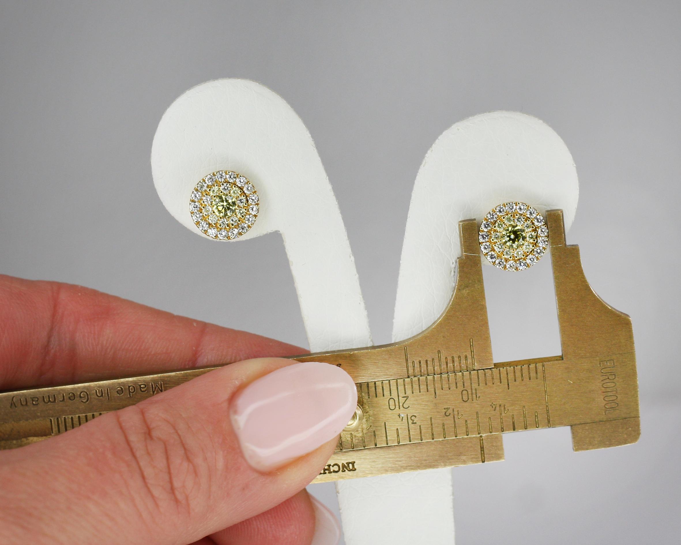 Georgios Collections 18 Karat Gold Stud Earrings with White and Yellow Diamonds For Sale 6