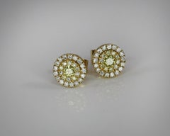 Georgios Collections 18 Karat Gold Stud Earrings with White and Yellow Diamonds