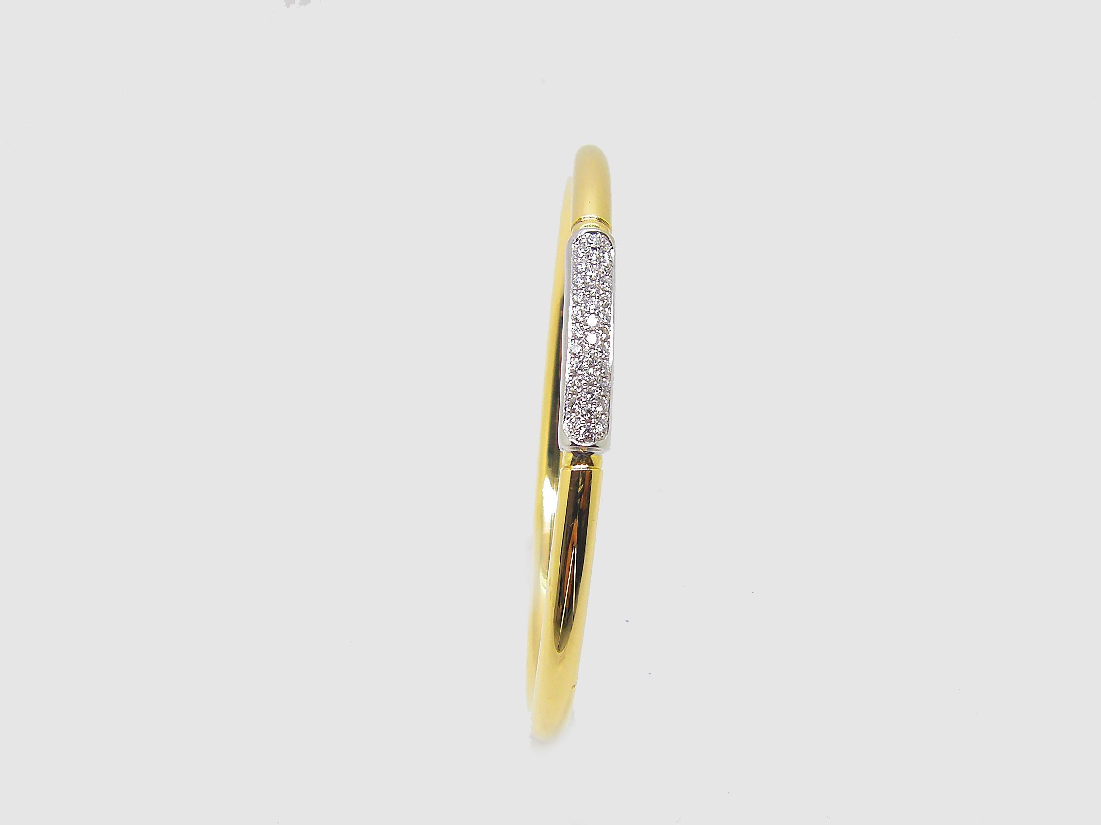 Contemporary Georgios Collections 18 Karat Gold Two-Tone Diamond Bangle Cuff Bracelet For Sale
