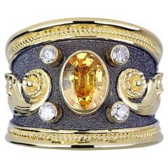 Georgios Kollektionen 18 Karat Gold Zweifarbiger Diamantring mit gelbem Saphir