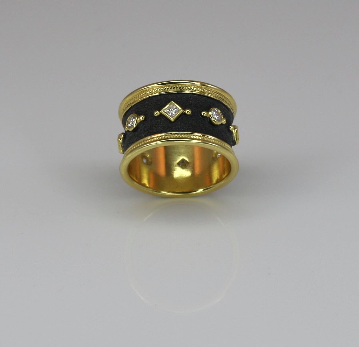 Georgios Collections, 18 Karat Gold, zweifarbiger, breiter Ewigkeitsring mit Diamanten im Angebot 7