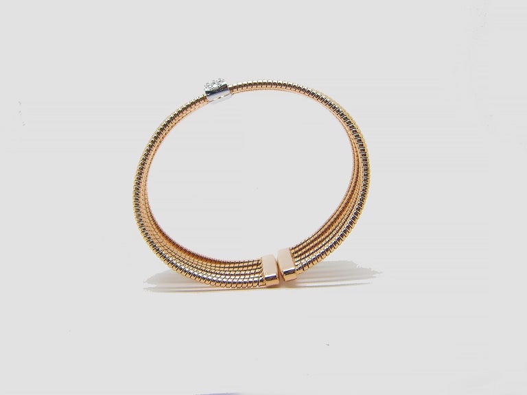 Georgios Collections 18 Karat Rose and White Gold Diamond Flexi Cuff ...