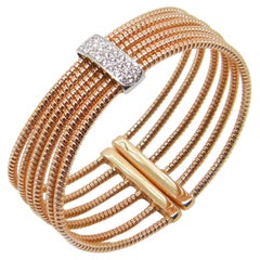 Pulsera brazalete flexible Georgios Collections Oro rosa y blanco de 18 quilates con diamantes