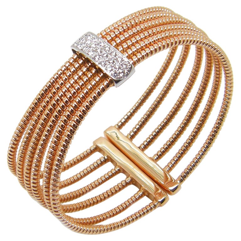 Georgios Collections 18 Karat Rose and White Gold Diamond Flexi Cuff ...