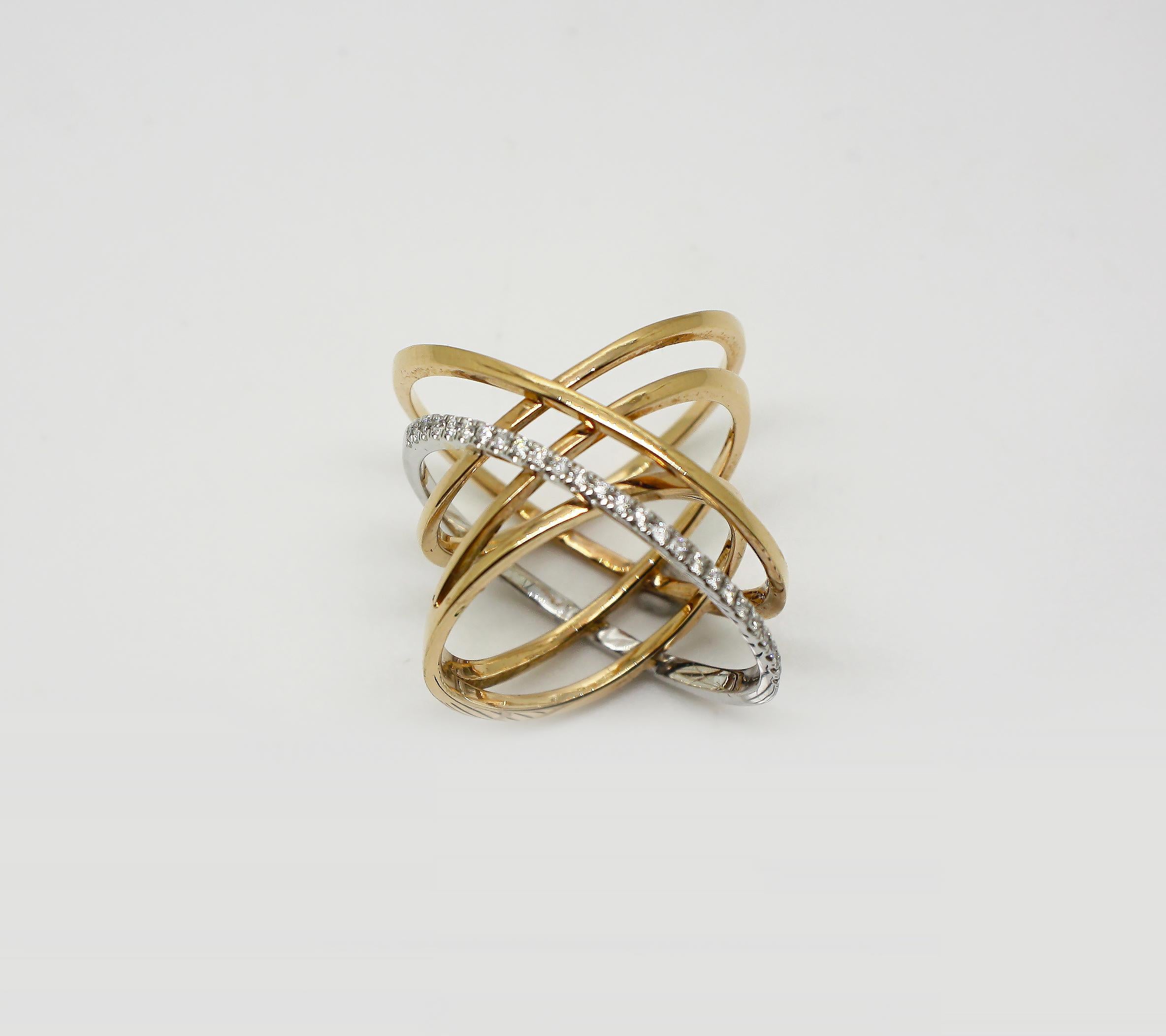 Georgios Collections Bague à anneau bicolore en or rose et blanc 18 carats avec diamants en vente 8