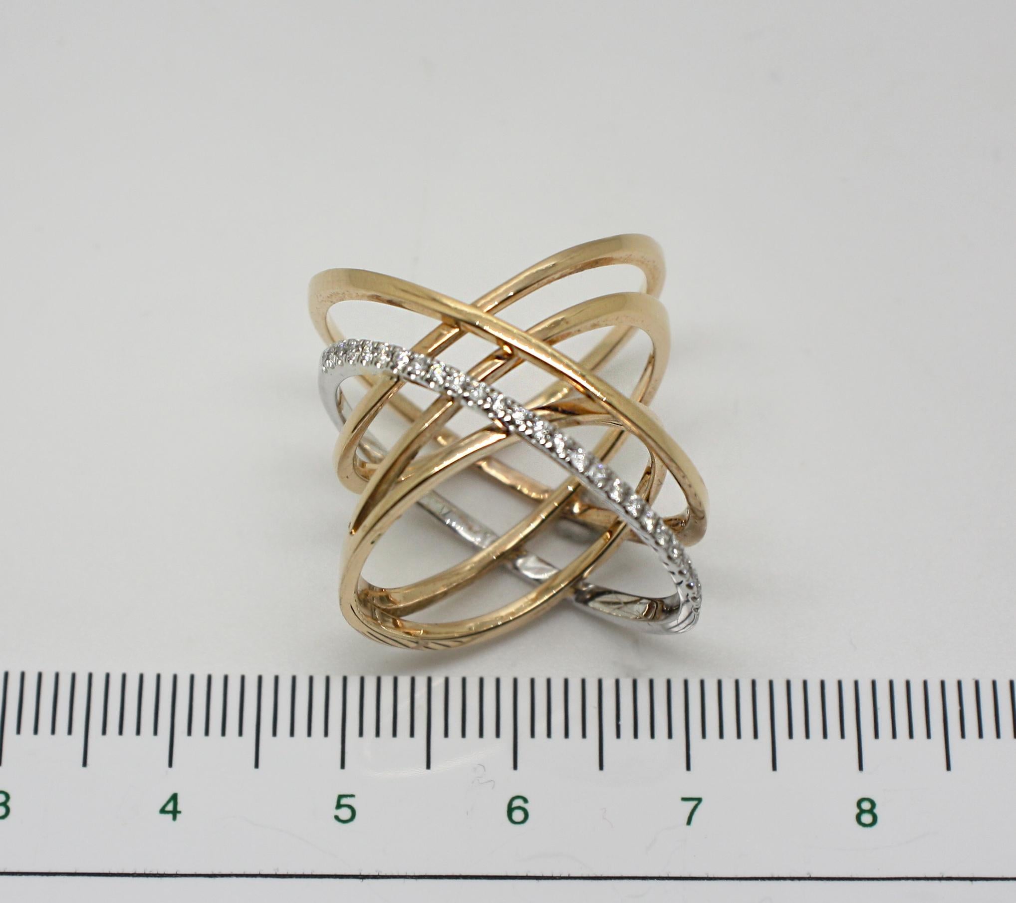 Georgios Collections Bague à anneau bicolore en or rose et blanc 18 carats avec diamants Pour femmes en vente