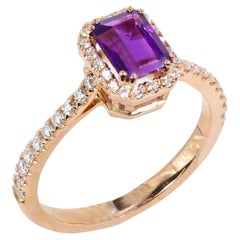 Georgios Collections 18 Karat Rose Gold Amethyst Ring with Diamond Bezel
