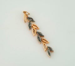 Georgios Collections 18 Karat Rose Gold and Black Diamond Long Leaf Pendant