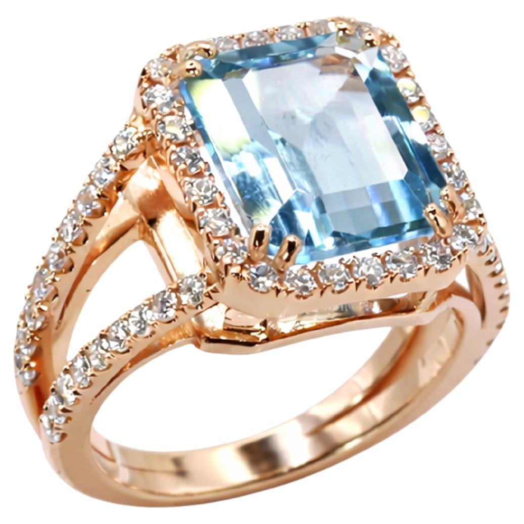 Georgios Collections 18 Karat Rose Gold Aquamarin und Diamant Halo Ring