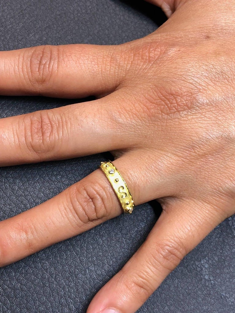 Collections 18 Karat Rose Gold Thin Band Diamond Ring with