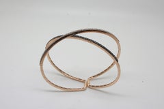 Georgios Collections Pulsera de oro rosa de 18 quilates con diamantes blancos y negros