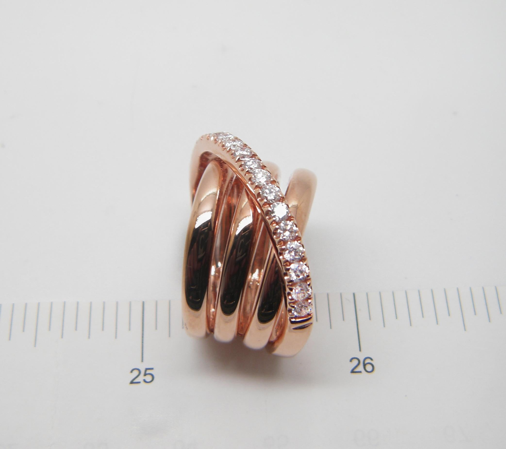 Georgios Collections 18 Karat Rose Gold Brilliant Cut Diamond Spiral Band Ring For Sale 1