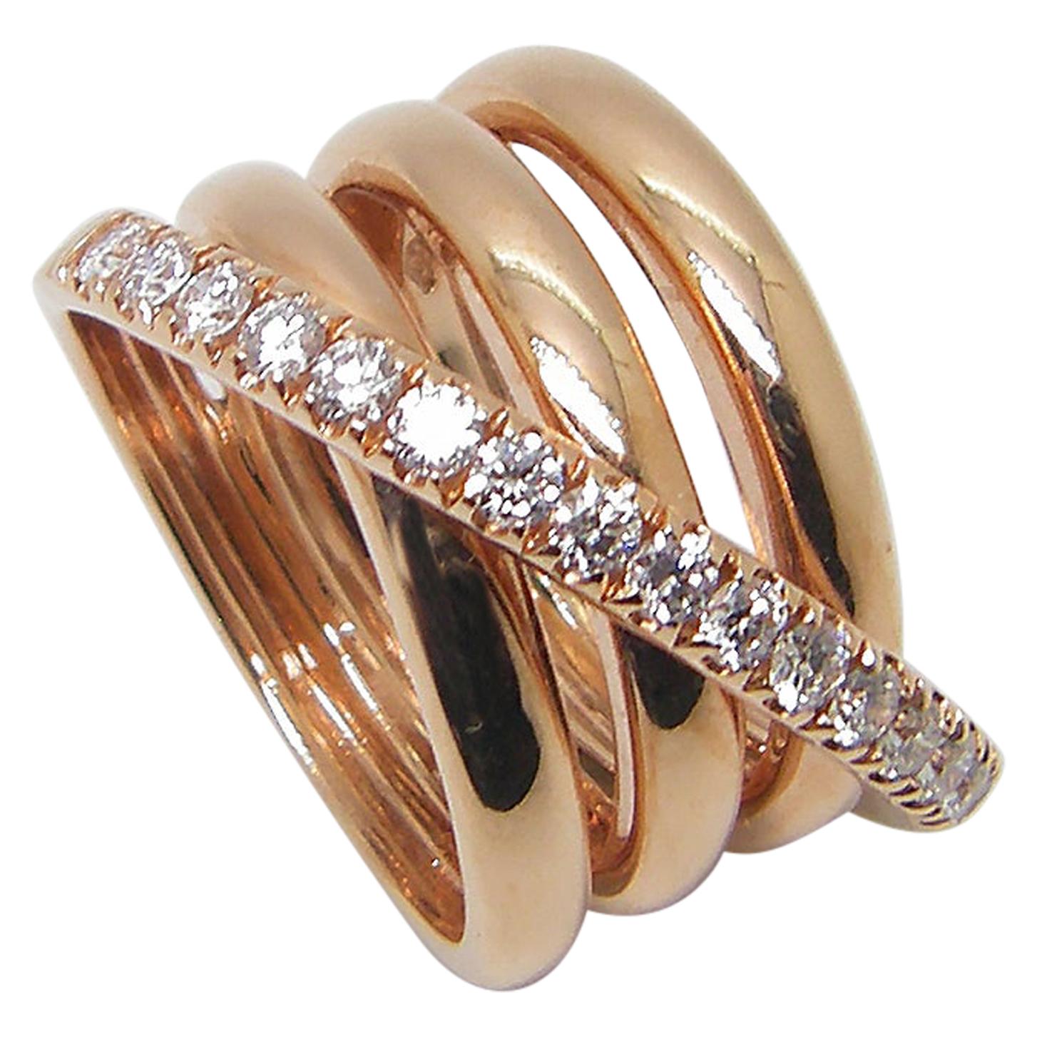 Georgios Collections 18 Karat Rose Gold Brilliant Cut Diamond Spiral Band Ring