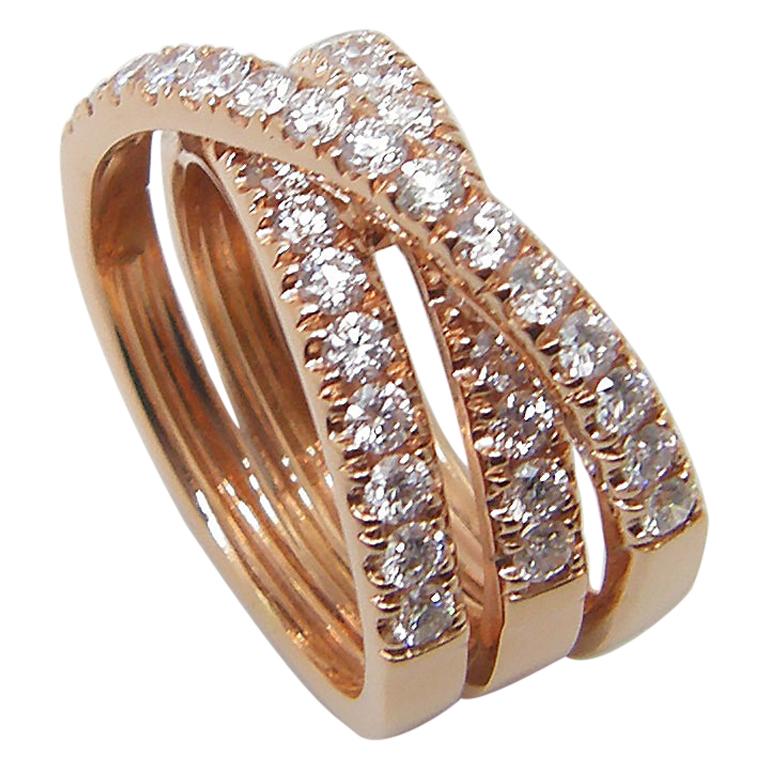 Georgios Collections 18 Karat Rose Gold Brilliant Cut White Diamond Spiral Ring