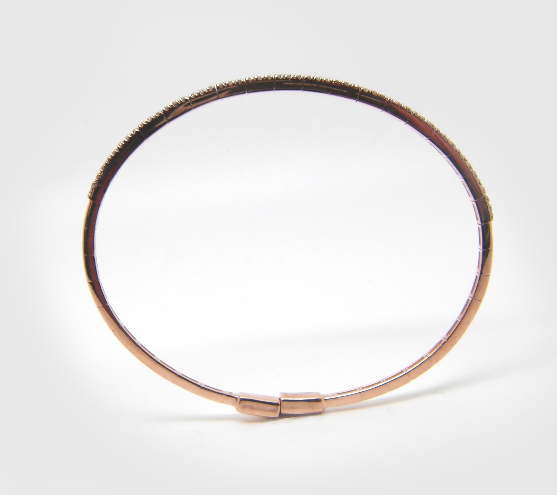 Donna Georgios Collections Bracciale sottile in oro rosa 18 carati con diamante marrone e cioccolato in vendita