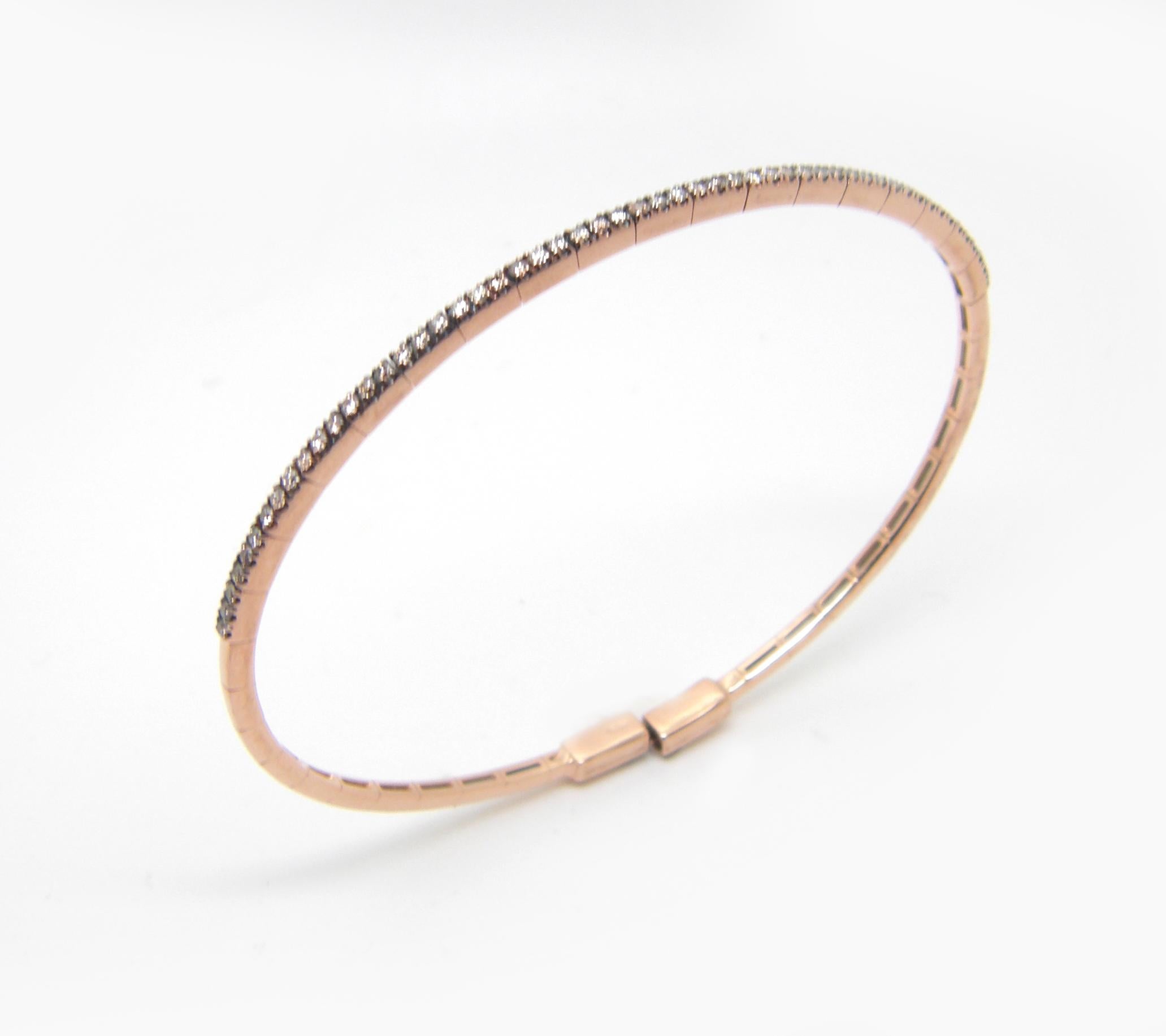 Georgios Collections Bracciale sottile in oro rosa 18 carati con diamante marrone e cioccolato in vendita 3
