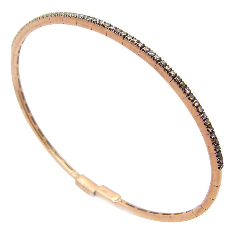 Georgios Collections, dünnes Armband aus 18 Karat Roségold mit braunem,  schokoladenbraunem Diamant im Angebot bei 1stDibs