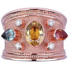 Anello a fascia con diamanti in oro rosa 18 carati Georgios Collections - Zaffiri multicolore