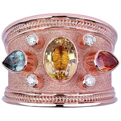 Georgios Collections Bague jonc en or rose 18 carats avec diamants et saphirs multicolores